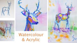 The Sunday Art Show - Watercolour and acrylic - Deer painting - Perfectly Poised
